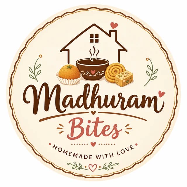 Madhuram Bites logo, homemade with love